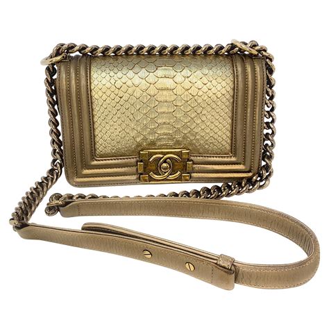 chanel boy gold python|Boy python crossbody bag Chanel Gold in Python .